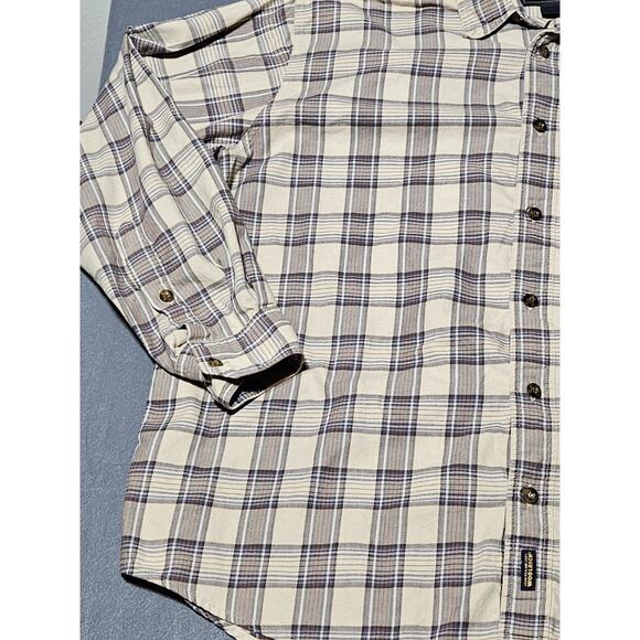 Woolrich Shirt Mens Extra Large Tan Plaid Long Sleeve Buttoned Down Western Wear - Picture 4 of 9